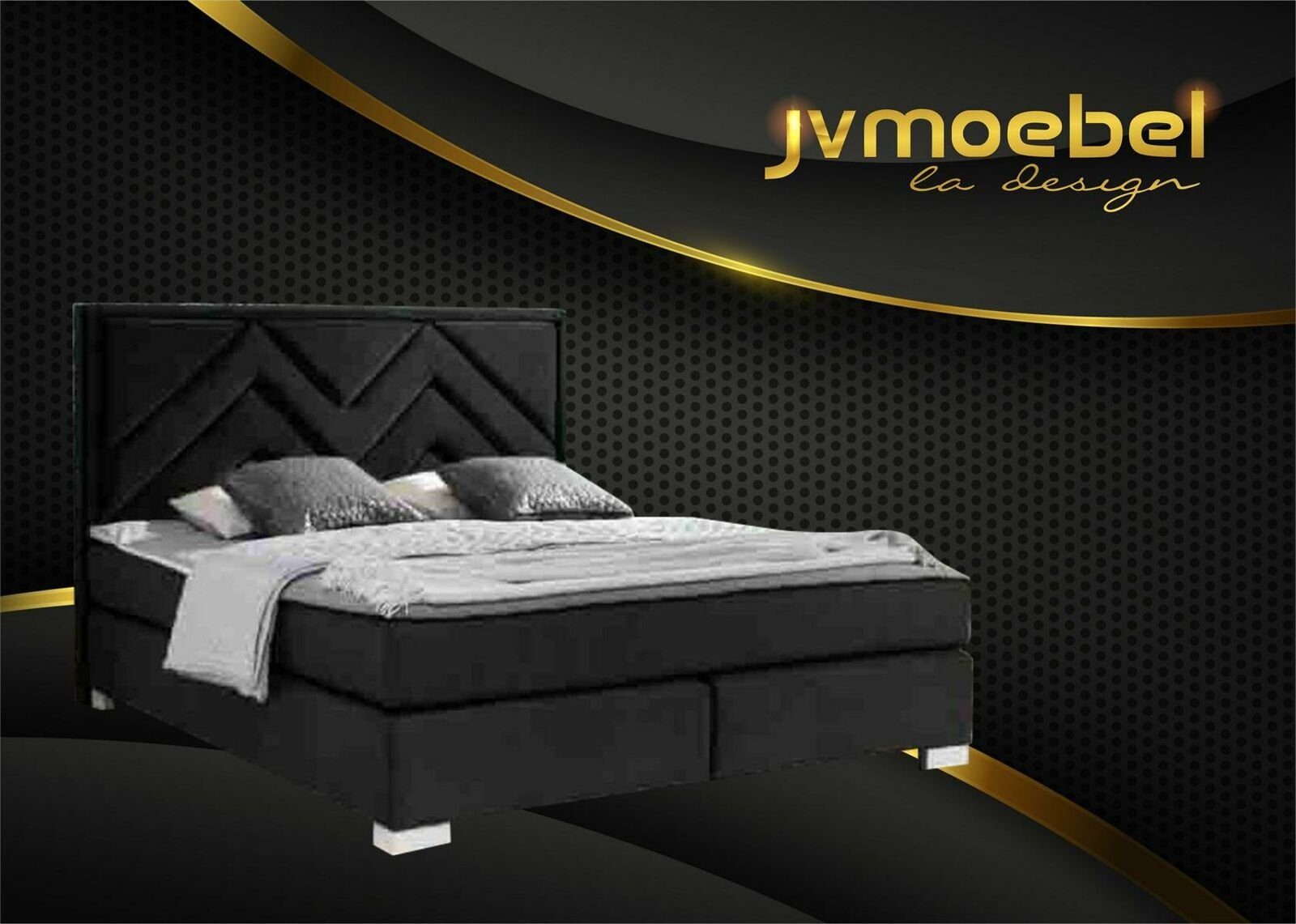 JVmoebel Bett, Bett Textil Schlafzimmer Moderne Design Betten Schwarz 160x200 Luxus