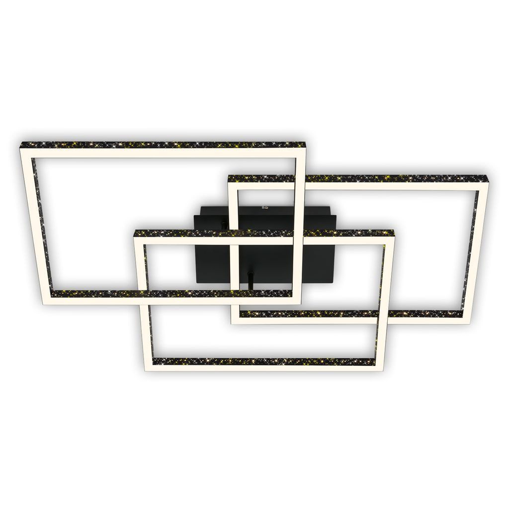 Briloner Leuchten LED Deckenleuchte 3752-015, Dimmfunktion, LED fest integriert, 2700K - Extra-Warmweiß, Glitzereffekt, Memoryfunktion, schwenkbar, dimmbar, schwarz, 52 cm