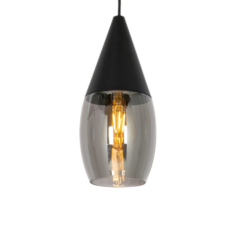 Qazqa Pendelleuchte Drop, ohne Leuchtmittel, Warmweiß, QAZQA Hängeleuchte, e27, Schwarz, Glas, Modern