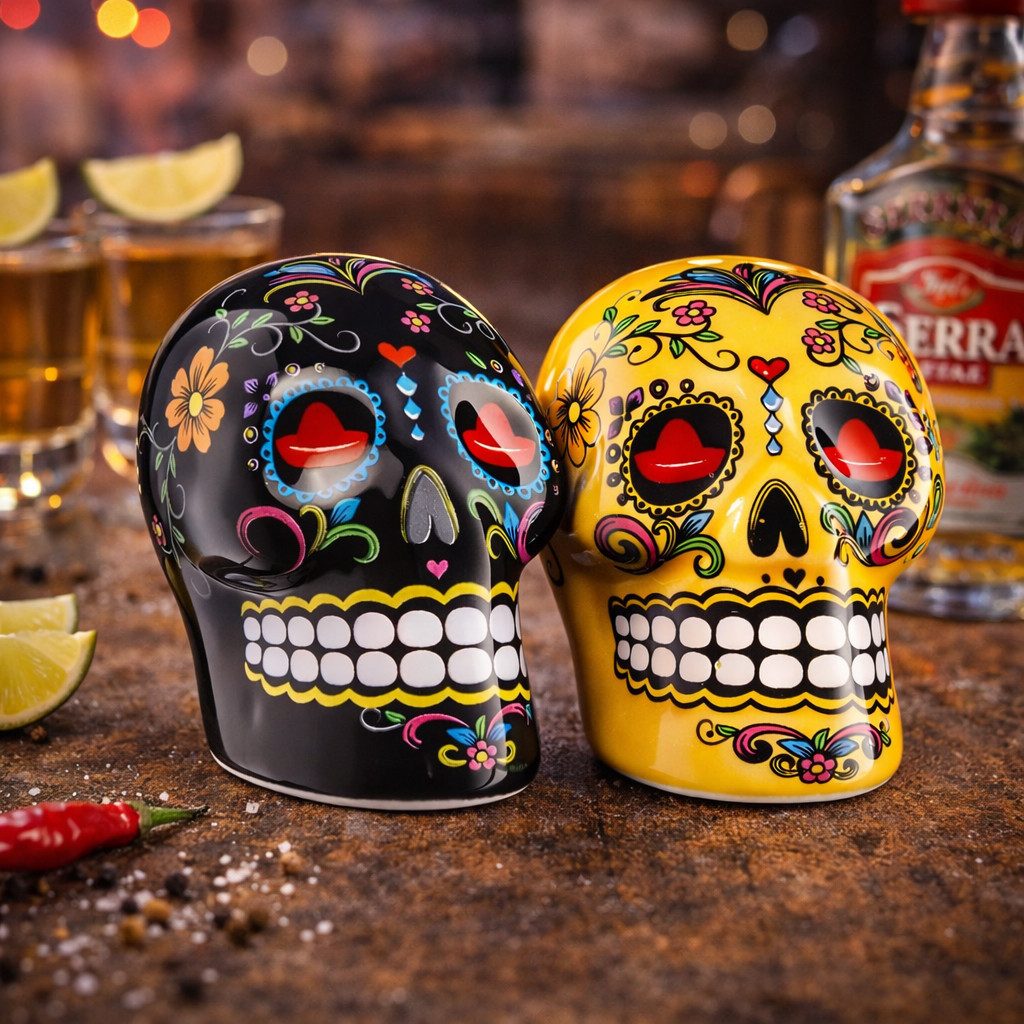 Sierra Tequila Salz- / Pfefferstreuer Sierra Tequila 2er-Set Salz- & Zimtstreuer – Skull Schwarz & Gelb