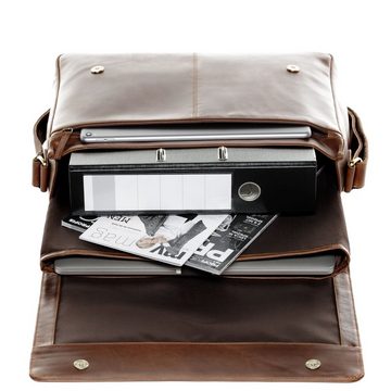 SID & VAIN Messenger Bag »SPENCER«, Laptoptasche 15 Zoll echt Leder Unisex, Aktentasche hellbraun