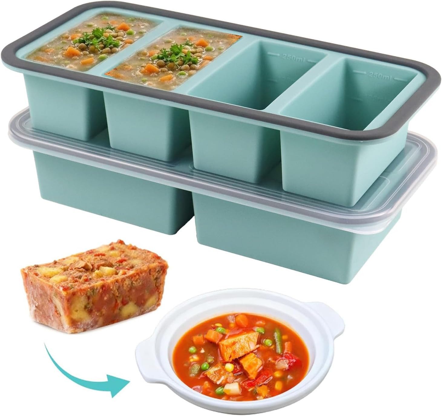 FELIXLEO Eiswürfelform 2 Stück Silikon Gefrierform 2000ml Große Einfrieren Behälter, (1-tlg)
