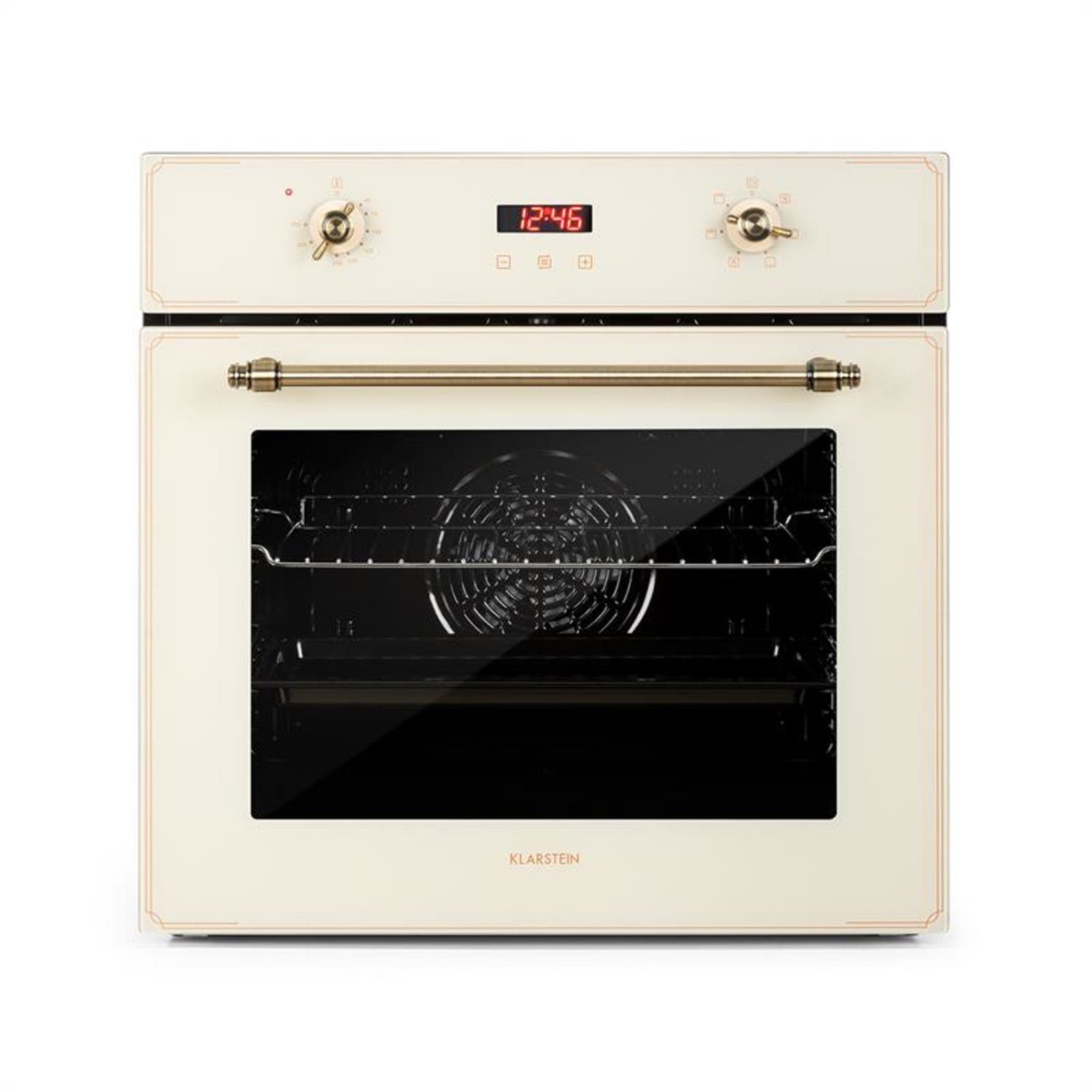 Klarstein Backofen Elizabeth Einbaubackofen Retro 70L 6 Funktionen 2200W 50-250°C Timer Elizabeth, Backofen Backröhre Built-in Oven mit 5 Einschüben & Drehspieß