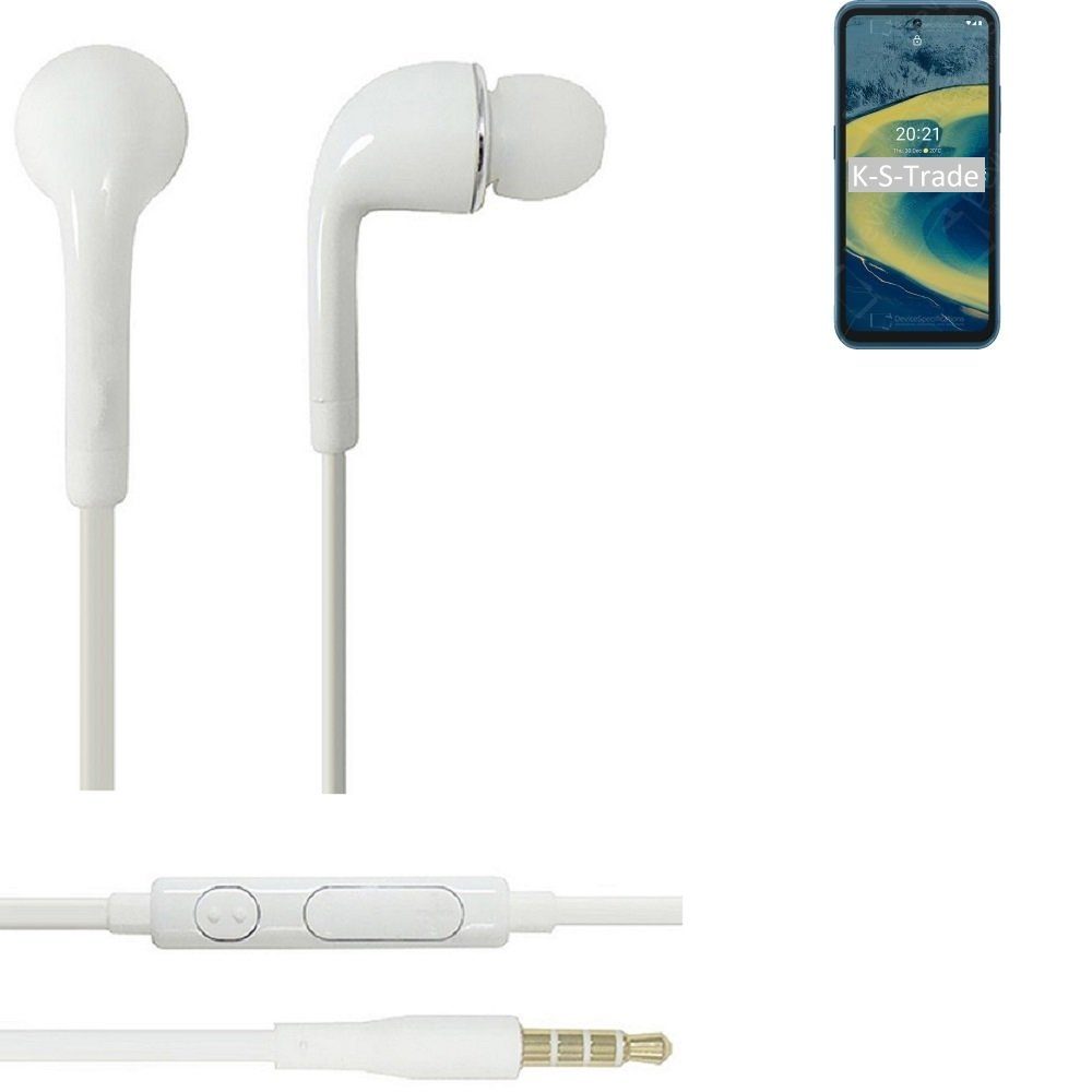 Super günstig & neu! K-S-Trade für Nokia XR20 In-Ear-Kopfhörer Headset Mikrofon weiß 3,5mm) (Kopfhörer Lautstärkeregler u mit