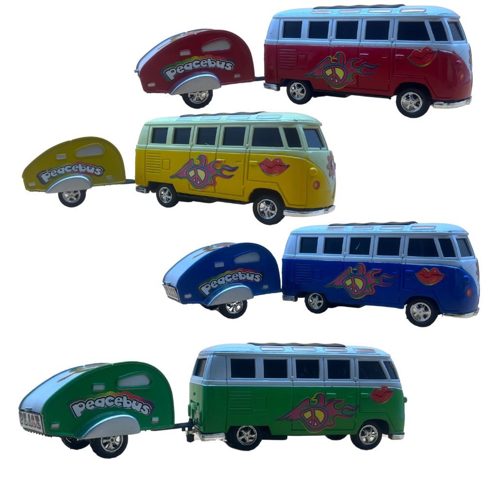 ZD Trading Haushaltshobel VW Bus Peacebus Caravan 1:43 Bus mit Wohnanhänger T Modell