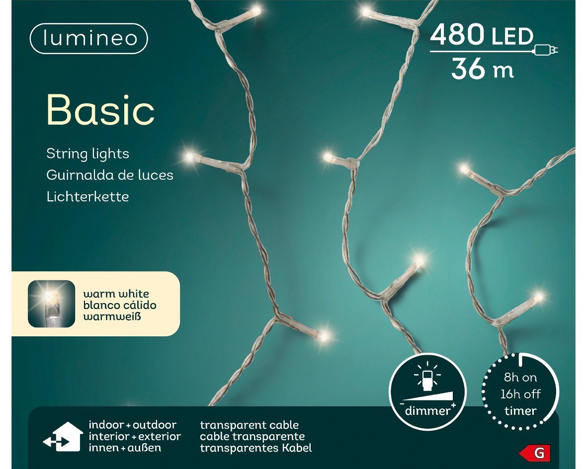 Lumineo LEDLichterkette Lichterkette Basic 480 LED's 36 m warm weiß