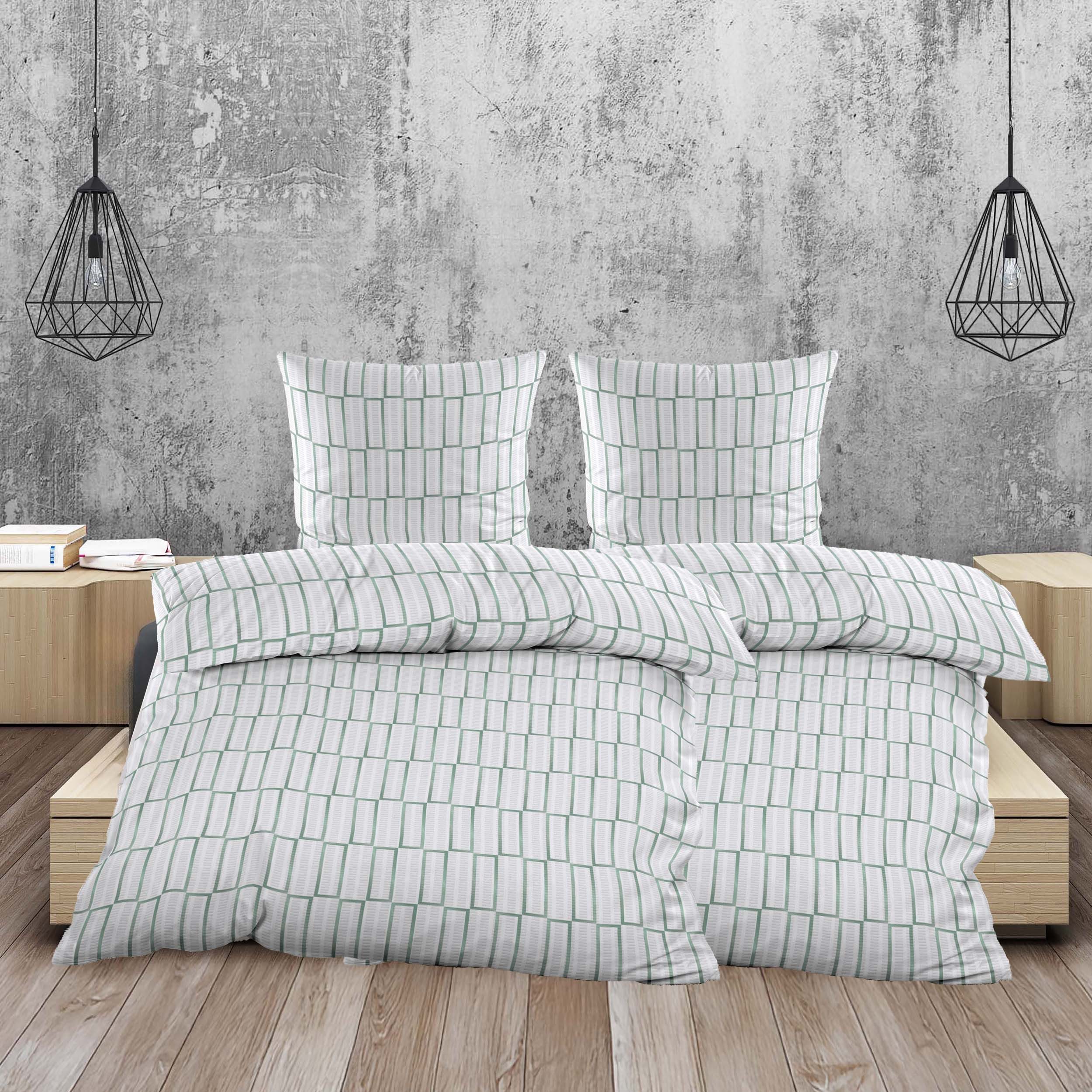 Casa Colori Bettwäsche Seersucker Bettwäsche mit elegantem Karomuster in We günstig online kaufen