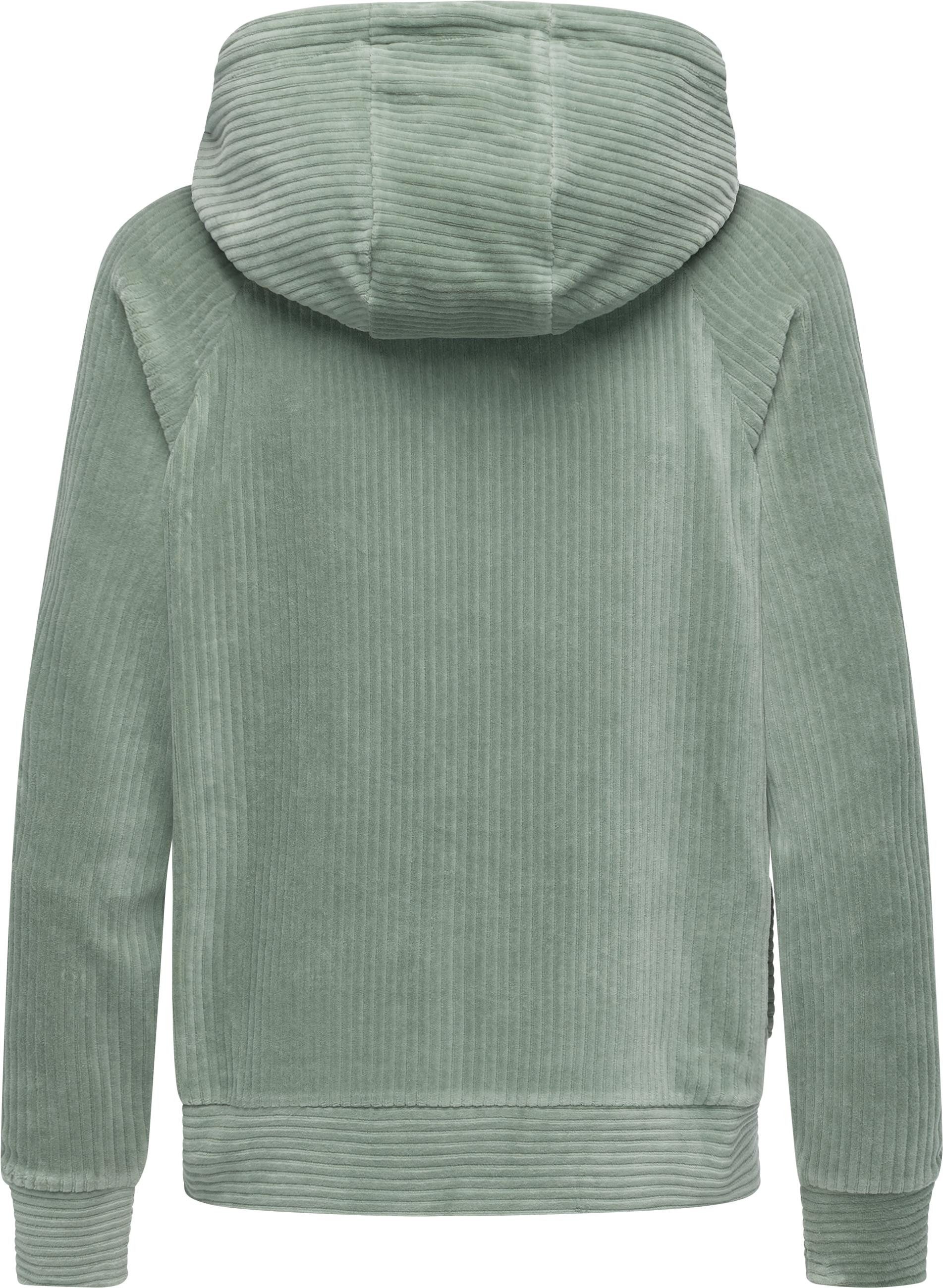 Ragwear Sweatjacke Corduly Cordy Freizeitjacke Zip-Hoodie aus weichem Kord in Samt-Haptik