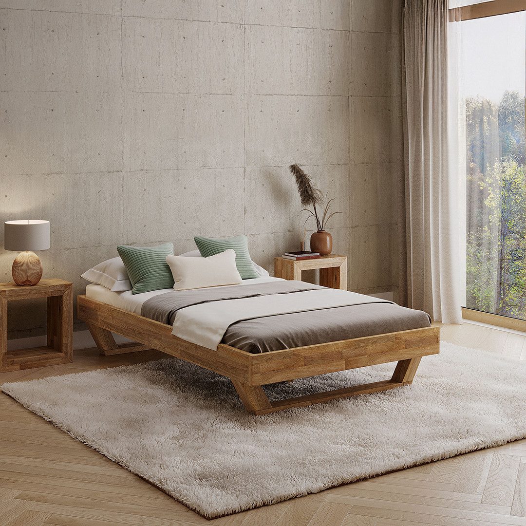 skølm Massivholzbett Nornir aus Eiche, ohne Kopfteil, verfügbar in 120/140/160/180 x 200 cm, natur geölt