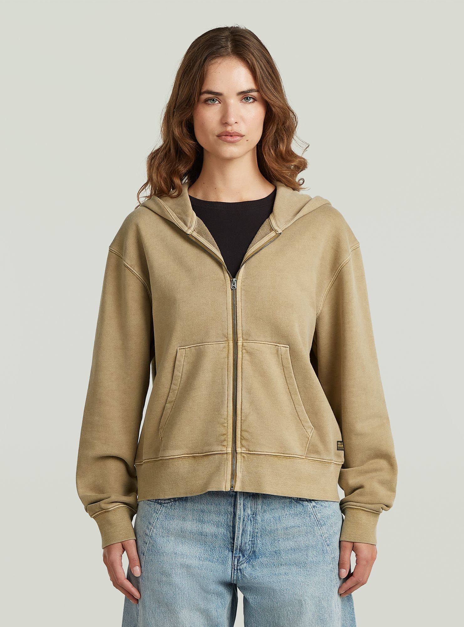 G-STAR Longpullover Washed Hoodie Zip Relaxed Sweatshirt