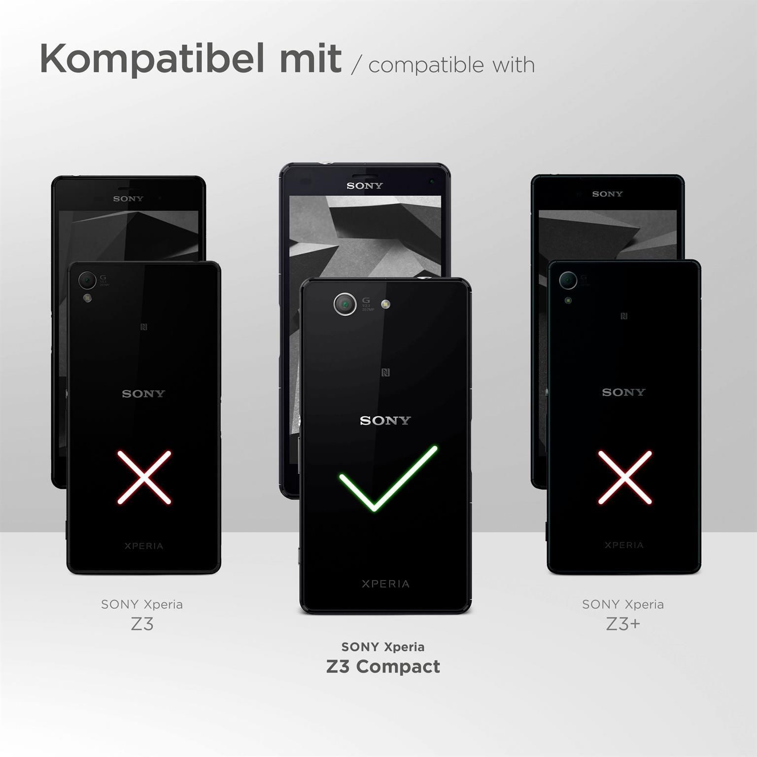 moex Handyhülle für Sony Xperia Z3 Compact Hülle Klappbar Book Case Schwarz 4,6 Zoll, Klapphülle Kartenfach Flip Cover Handytasche Leder Optik Schutzhülle