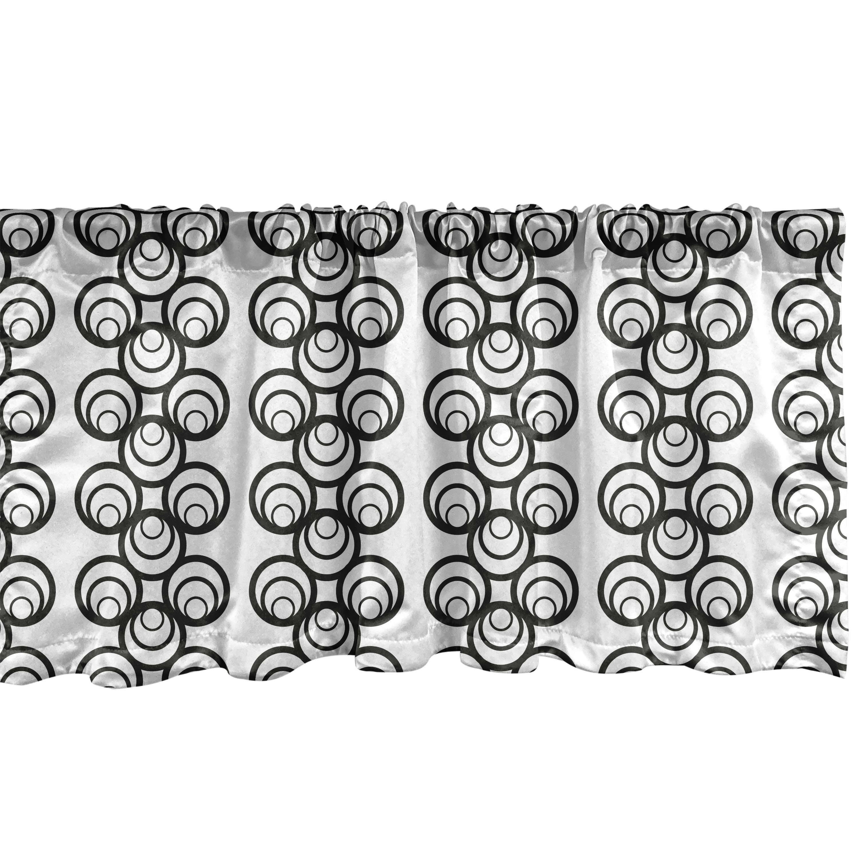 Scheibengardine Vorhang Volant für Küche Schlafzimmer Dekor mit Stangentasche, Abakuhaus, Microfaser, Abstrakt Monotone Grafik Kreise