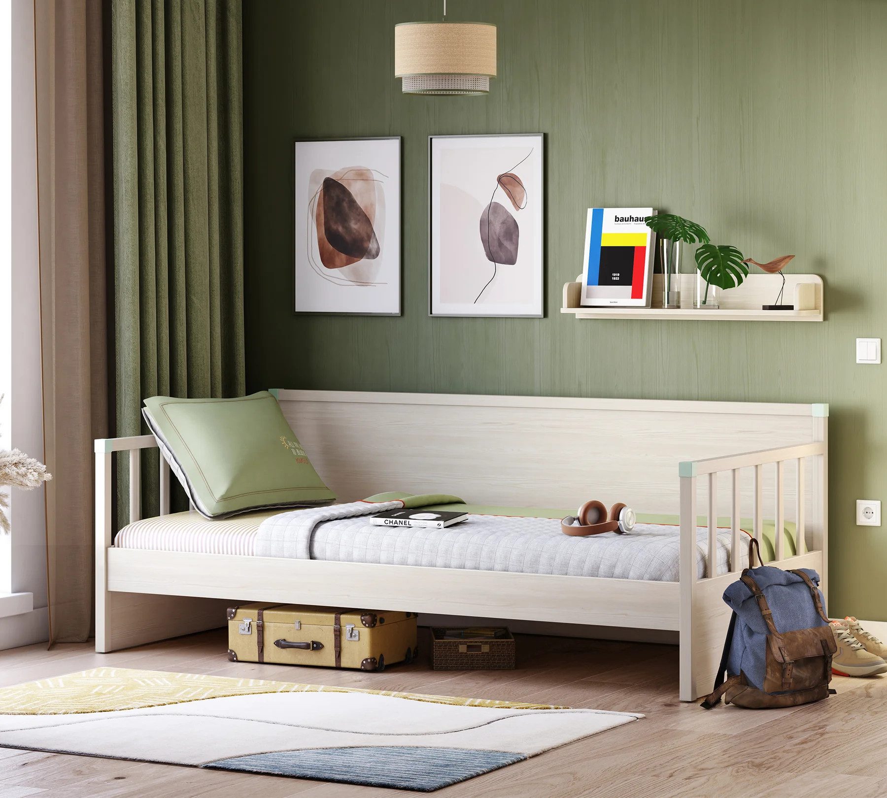 Möbel-Zeit Daybett MONTE Natur Tagesbett – 100x200 cm mit optionalem Bettkasten