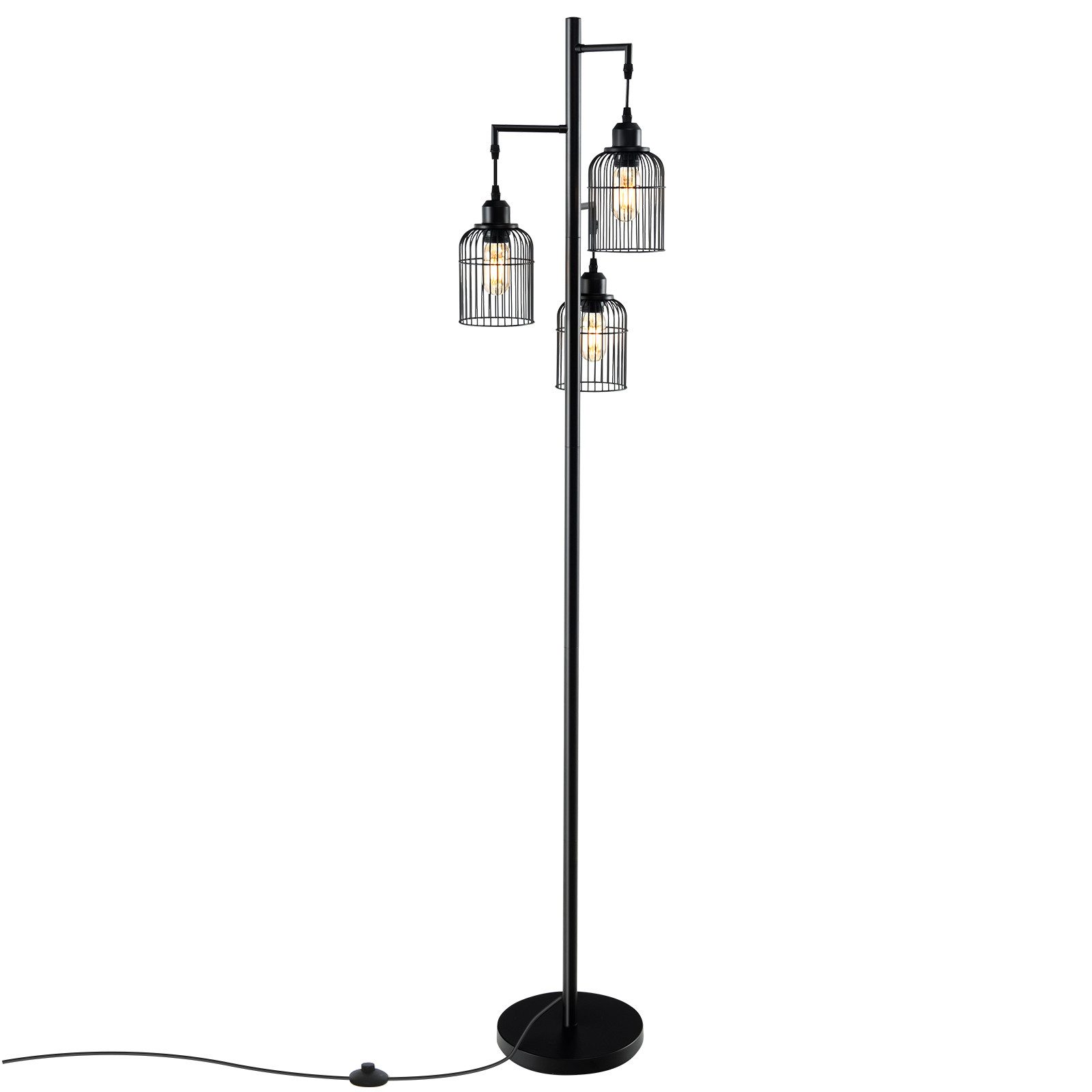 COSTWAY Stehlampe, 169 cm, mit 3 Lampenschirmen, Sockel & Fußschalter günstig online kaufen