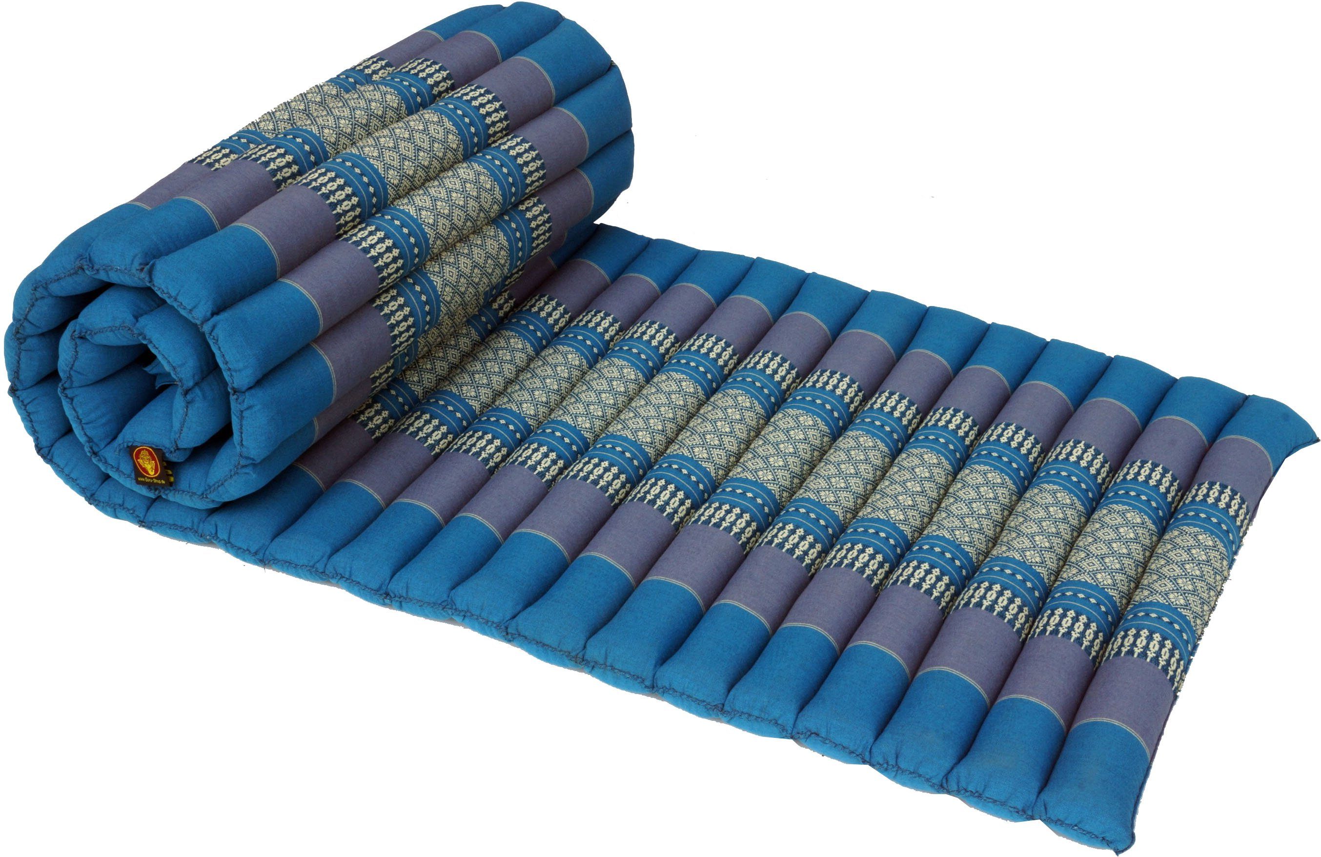 Guru-Shop Sitzkissen Rollbare Thaimatte, Bodenmatte mit Kapokfüllung.. blau