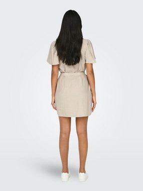 JACQUELINE de YONG Shirtkleid kurzes Kleid oberschenkellang Kurzarm V-Ausschnitt (mini) 7585 in Braun-4