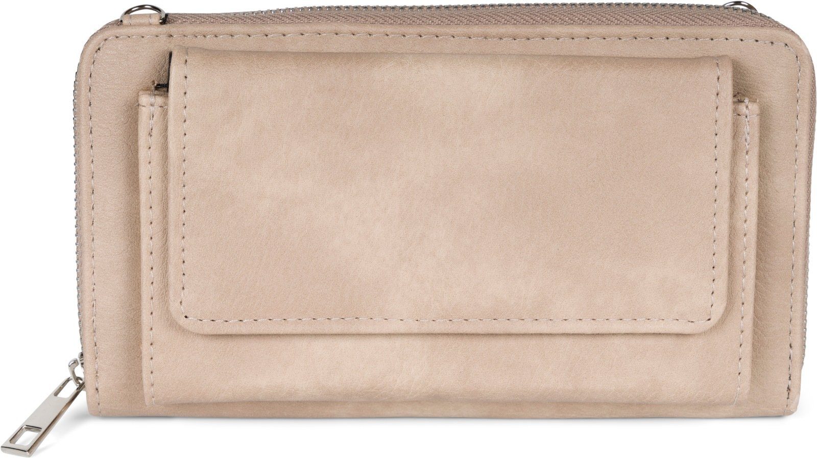 styleBREAKER Smartphonetasche mit Taupe Unifarben Handyfach Geldbörse (1-tlg)