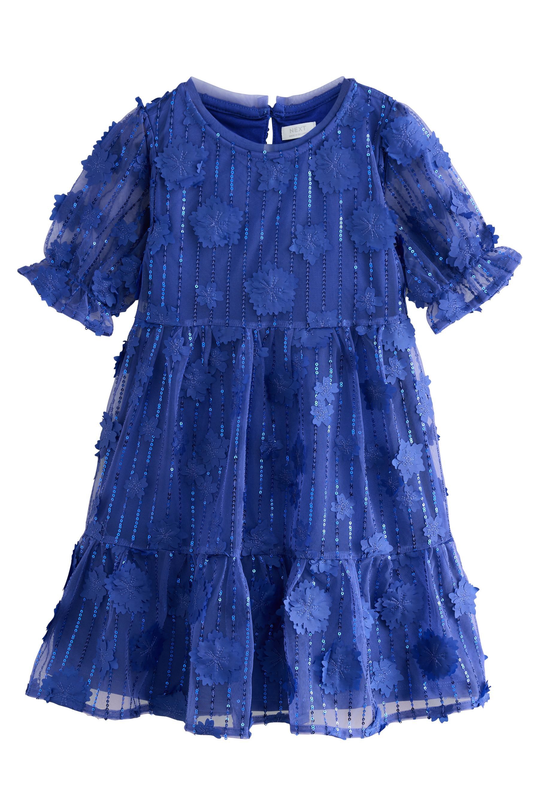 Next Partykleid Mesh-Partykleid mit Paillettenblume (1-tlg)