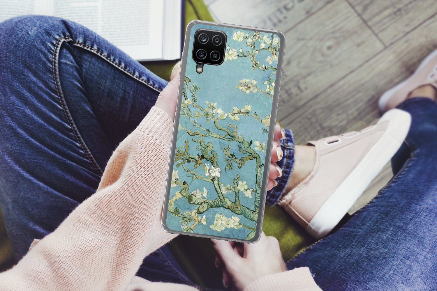 MuchoWow Handyhülle für Samsung Galaxy A12 Mandelblüte - Van Gogh - Kunst, Smartphone-Bumper, Print, Handy Schutzhülle Dünn