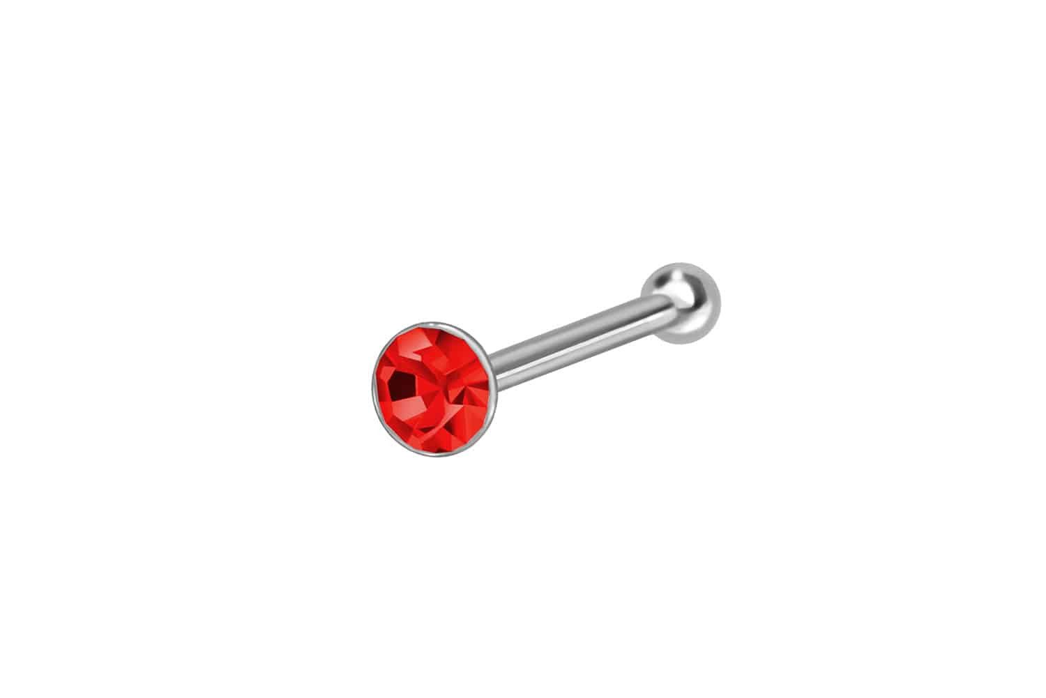PIERCINGLINE Nasenpiercing 925er Silber Nasenstecker Pin RUNDER KRISTALL (Nasenstecker / 1 Stk)
