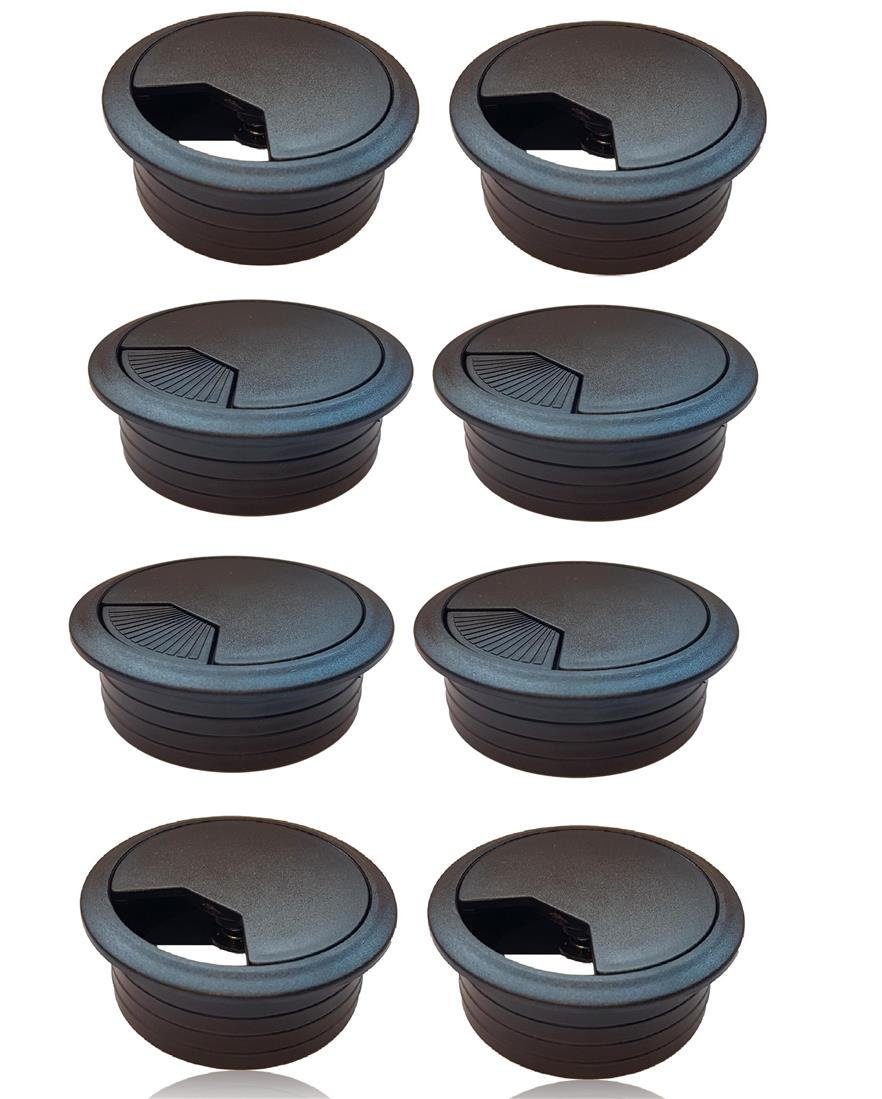 BAYLI Isolierband 8er Set Kabeldurchführung Schreibtisch 60mm - Farbe [schwarz] - Kabeld