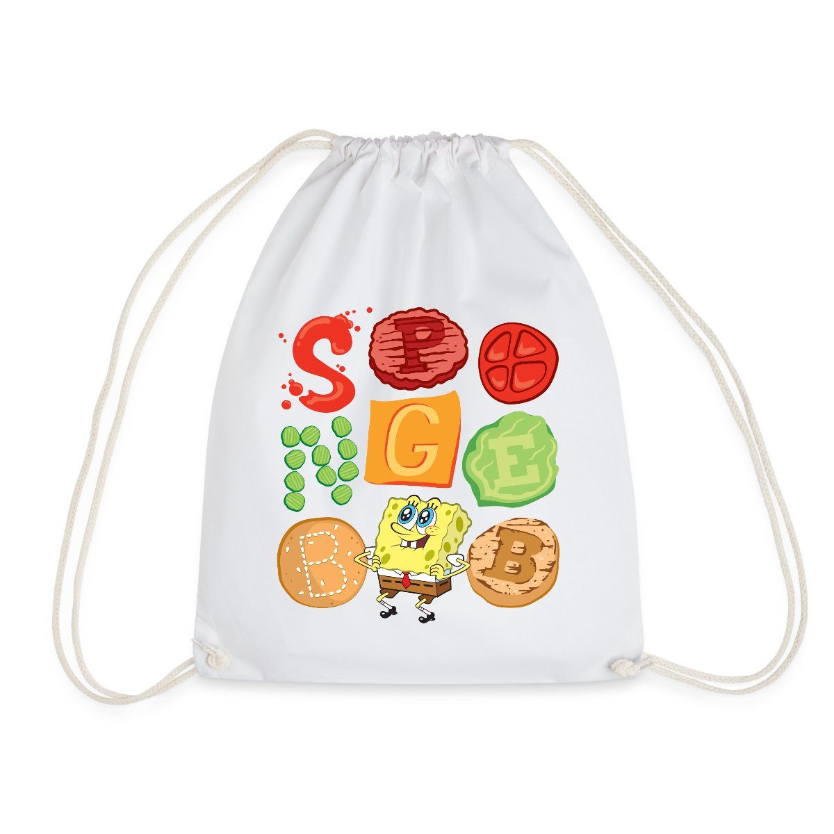 Spreadshirt Turnbeutel Spongebob Schwammkopf Burger Zutaten Design Turnbeutel (1-tlg)