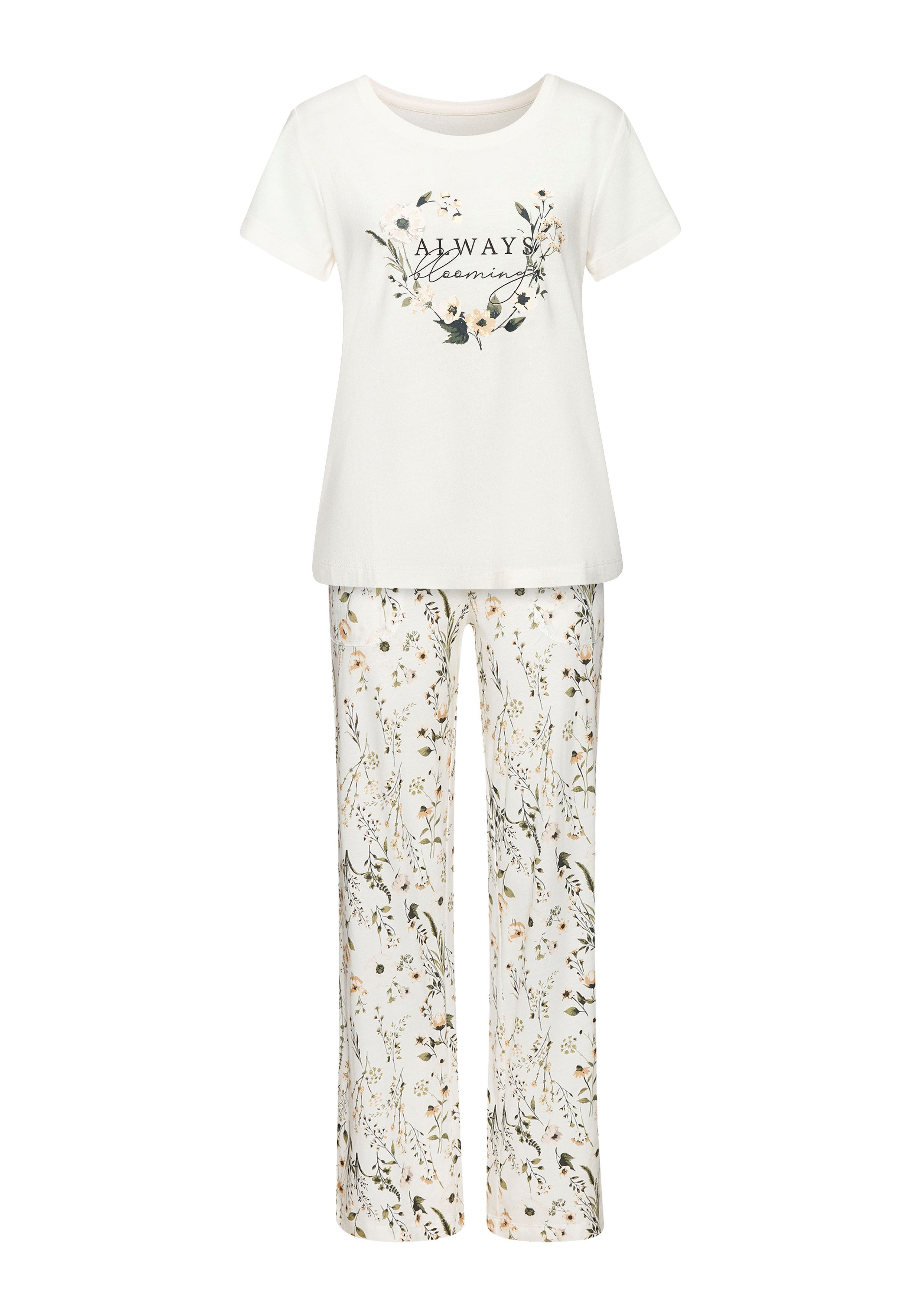 LASCANA Pyjama (Set, 2 tlg) mit schönem Blumenmuster. Reduzierter Preis € 34,99. Unverbindliche Preisempfehlung € 44,99
