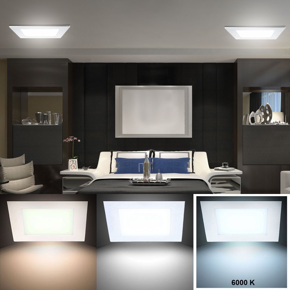 V-TAC LED Panel, LED-Leuchtmittel fest verbaut, Kaltweiß, 12 Watt LED Decken Lampe Küchen Beleuchtung Büro Raum