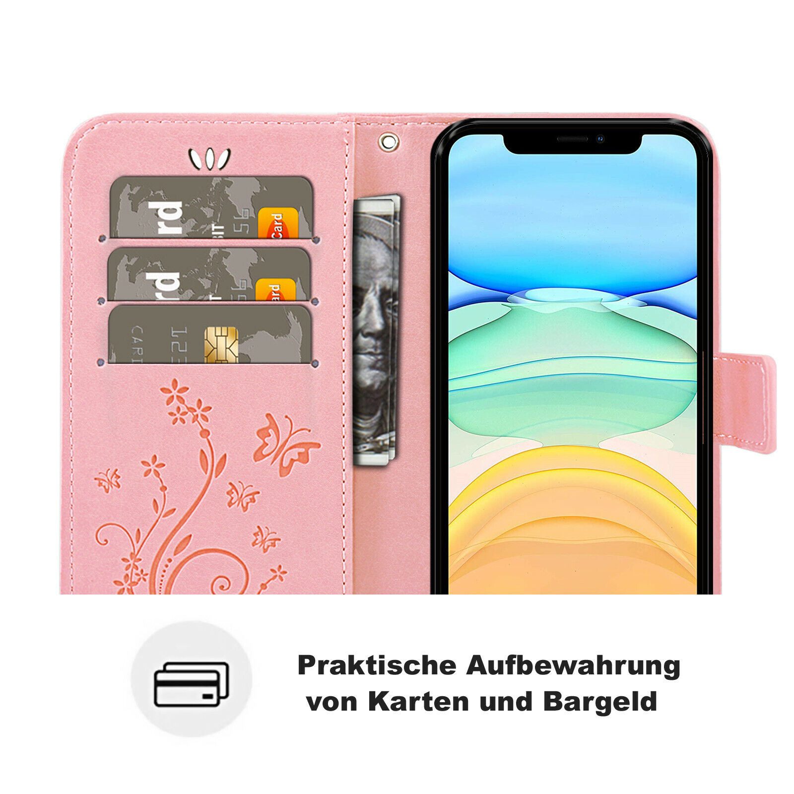 betterfon Handyhülle Handytasche für Apple iPhone 11 Buchhülle, Wallet Case mit Kartenfächern Magnetverschluss und weicher Innenhülle
