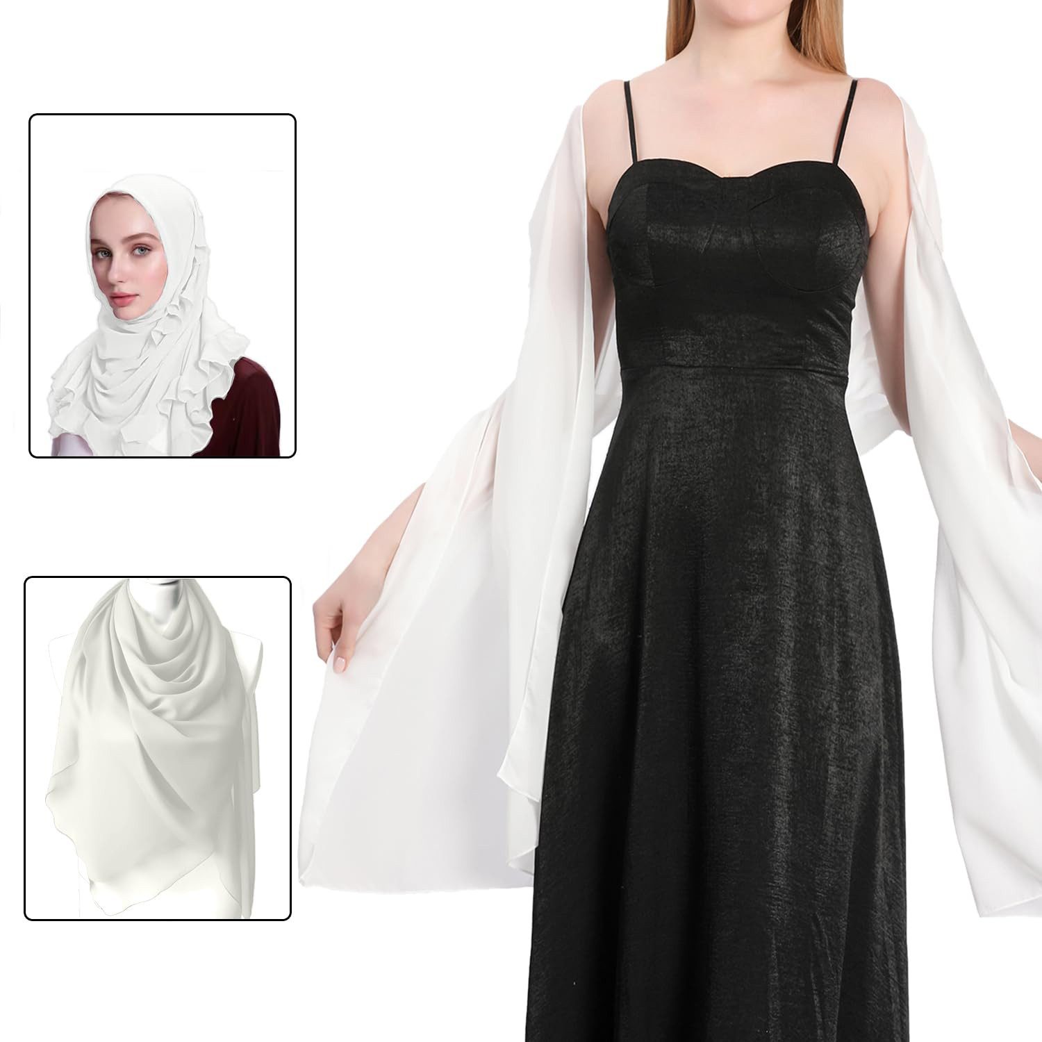 Zaewry Modeschal Stola Damen Halstuch Chiffon Sommer Schal Damen Festliche Stola, für Abendkleid oder Brautkleid Hochzeit Scarf
