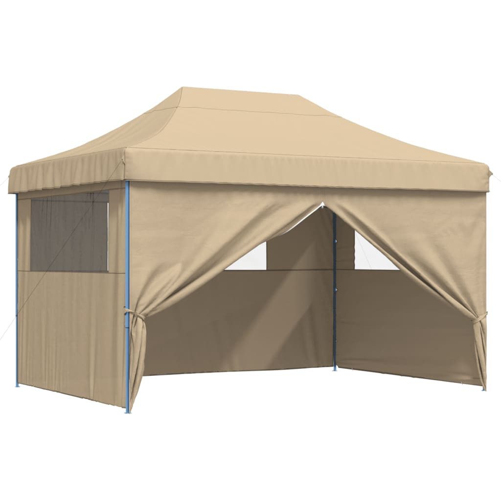 Pavillon Partyzelt Faltbar Pop-Up mit 4 Seitenteilen Beige Pavillon