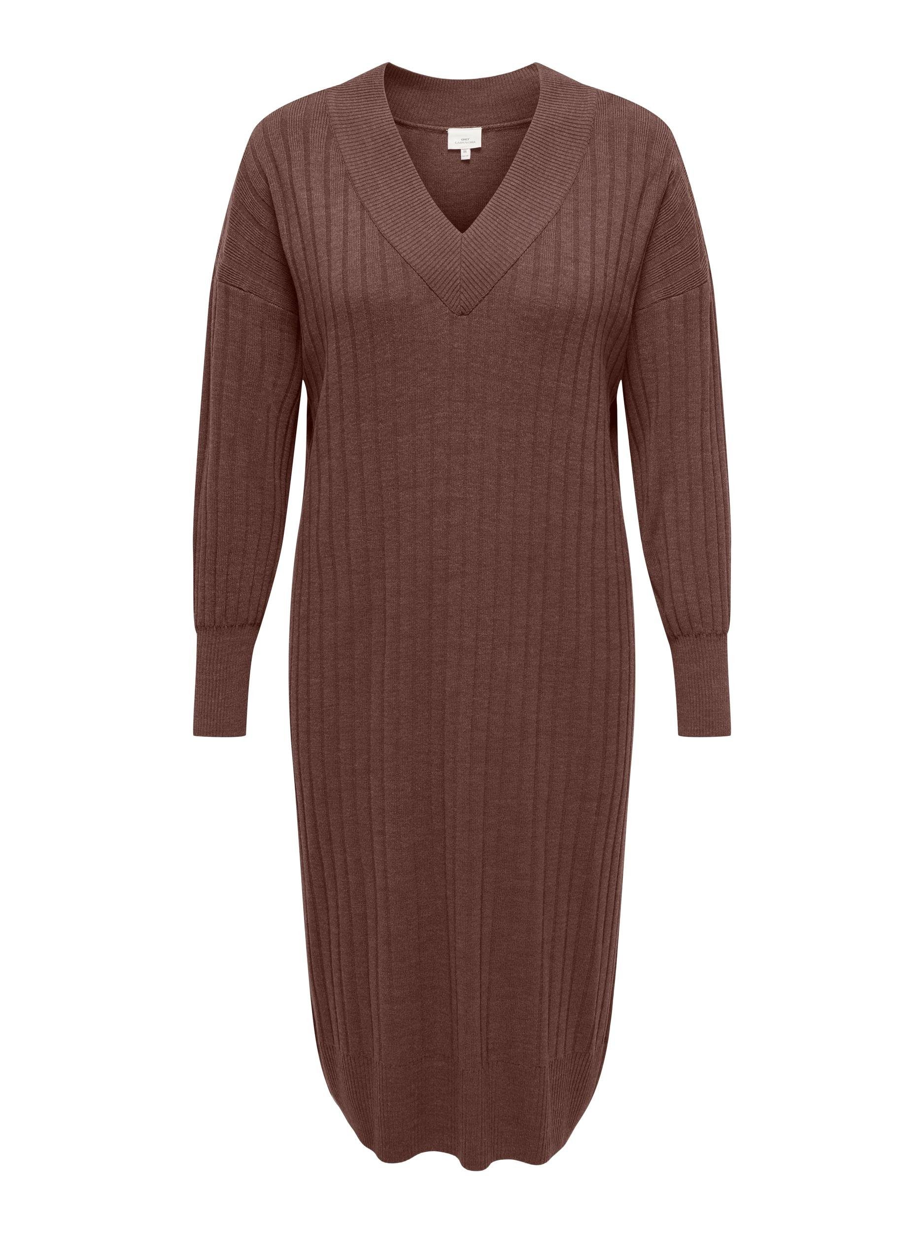 ONLY CARMAKOMA Strickkleid CARNEW TESSA L/S MIDI V DRESS NOOS KNT Chestnut | Strickkleider