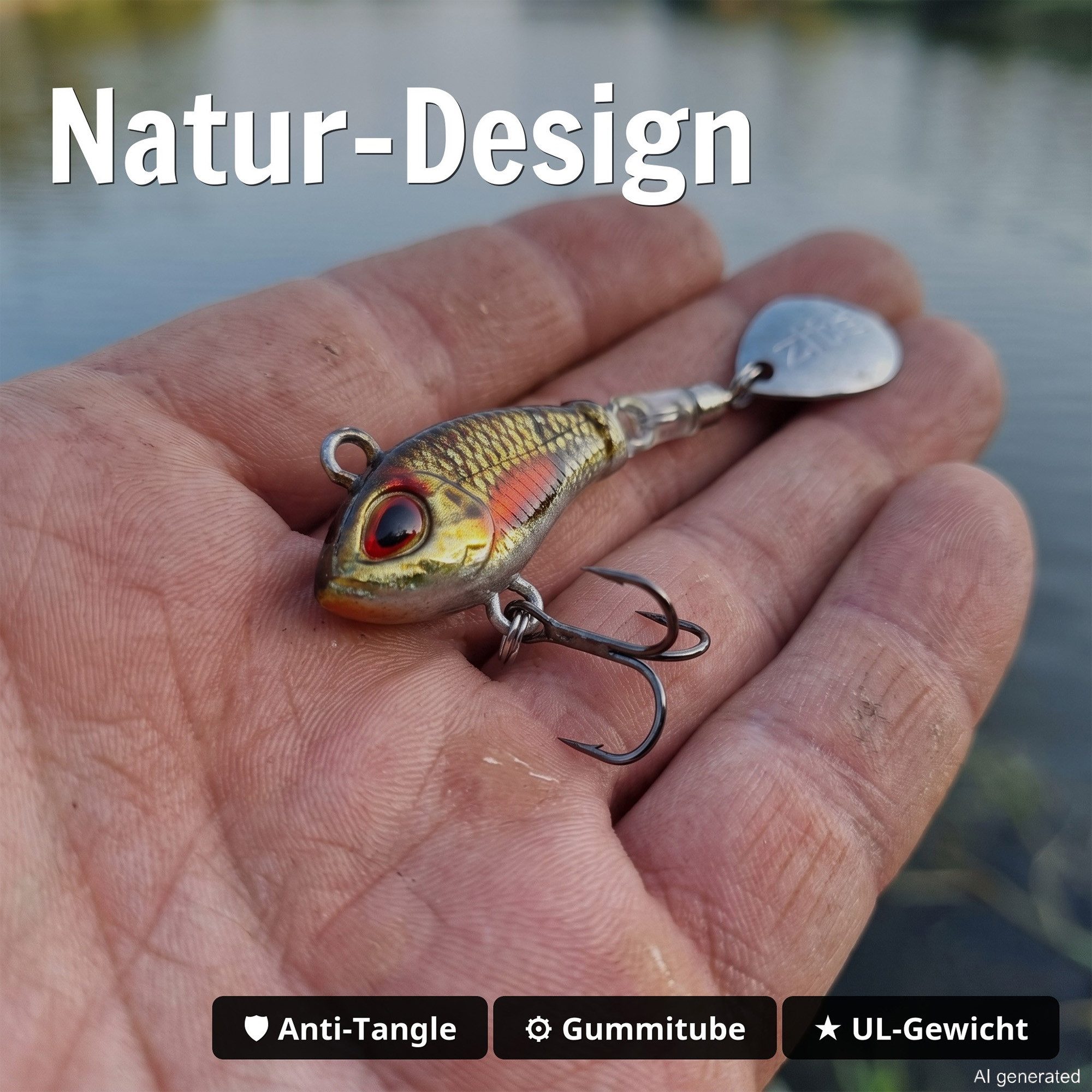 Zite Kunstköder Jigspinner Set Natur S-L 5-20g 5 Farben Barsch Forelle Hecht Zander – Bild 5 von 5