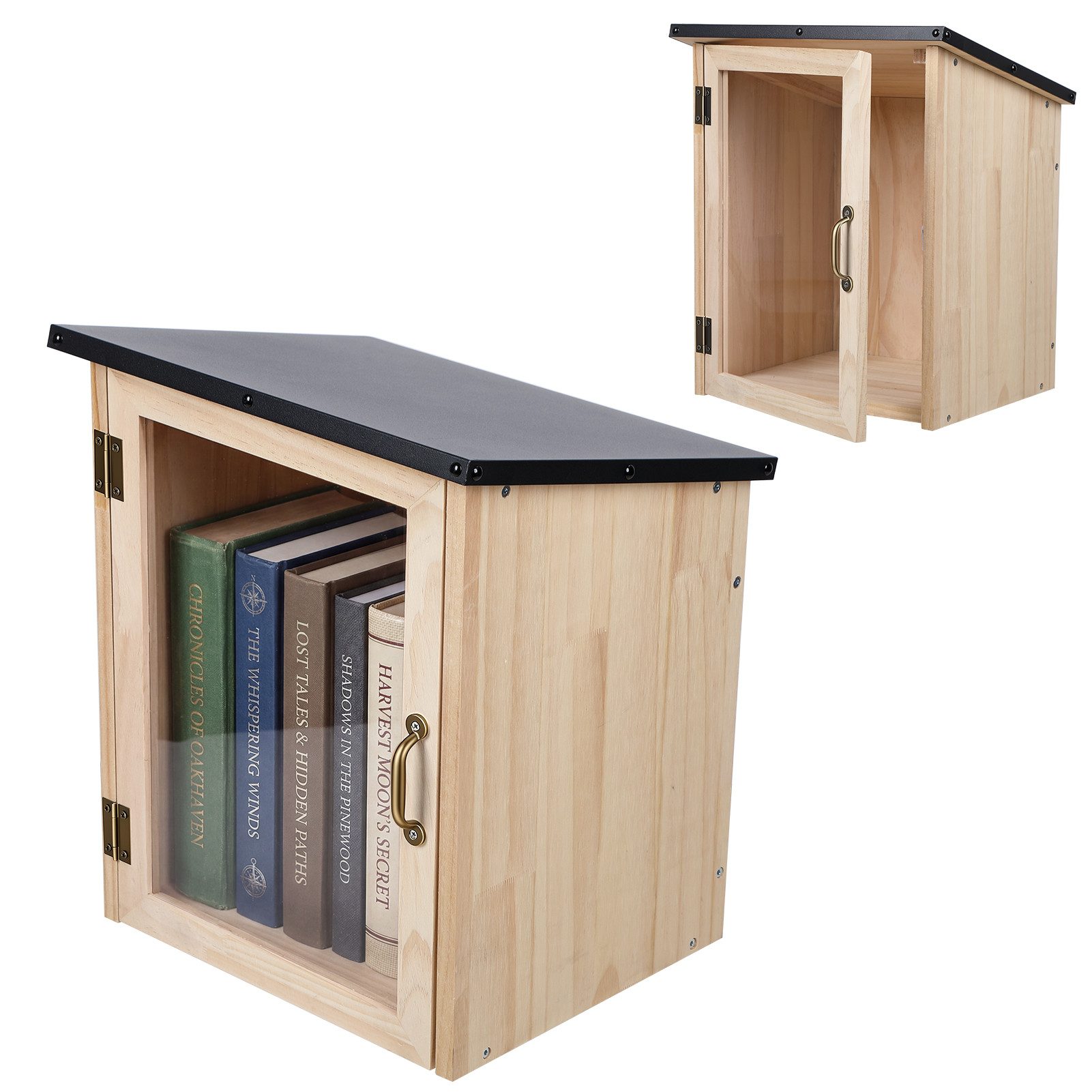 Rutaqian Aufbewahrungsbox Bücherbox für den Außenbereich (14,7" x 12,2" x 16,9), Bücherschrank für Teilen von Büchern in Nachbarschaften, Gemeinden
