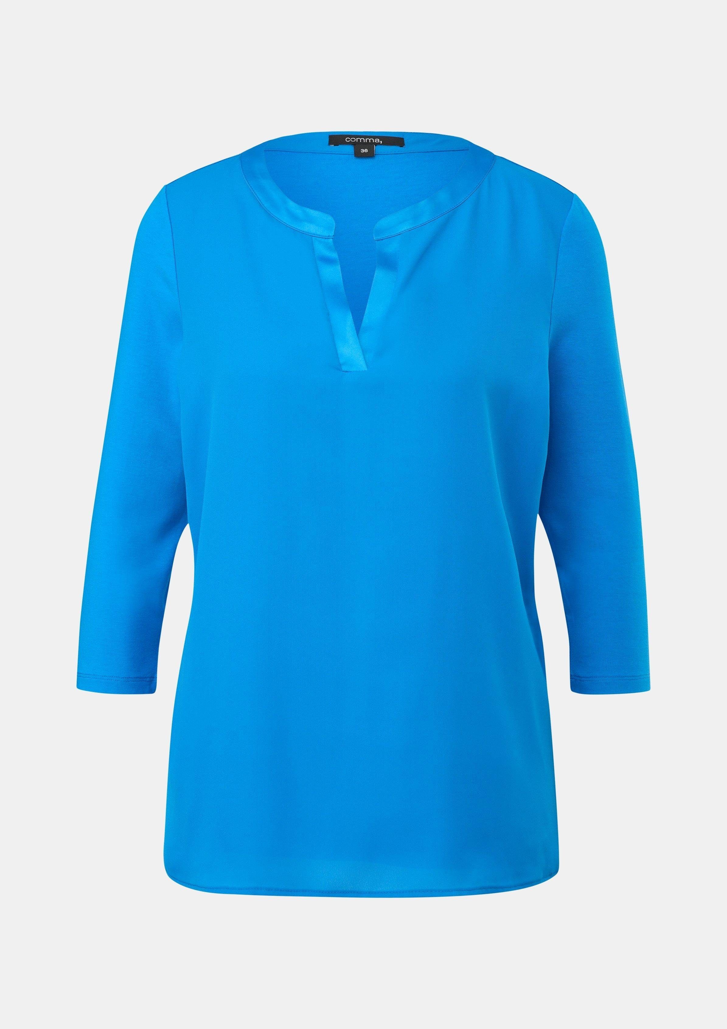 Fabricmix Longsleeve Comma im Shirttop blau