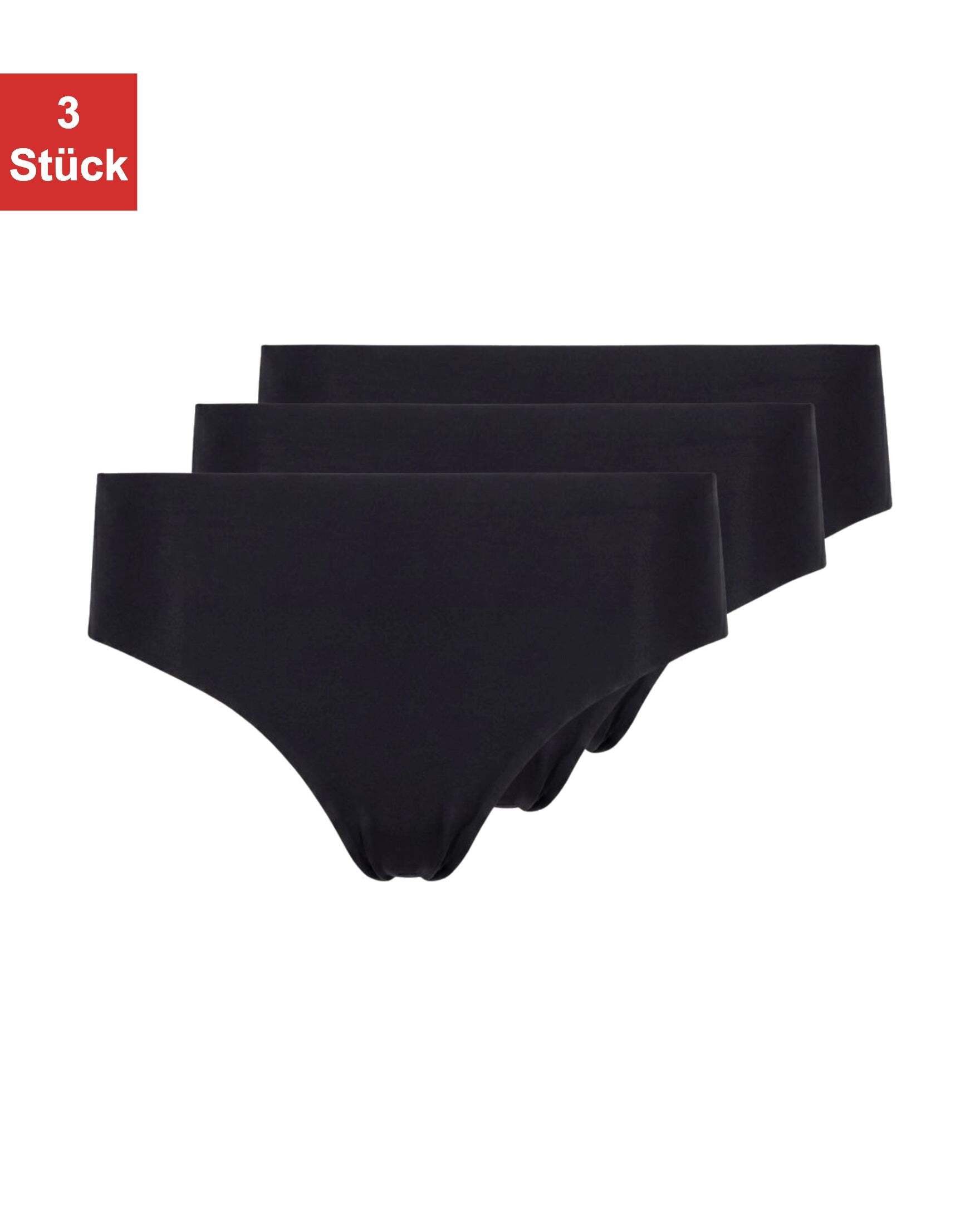 SNOCKS Tanga (3-St) mit extra hoher Taille und offenkantiger Verarbeitung