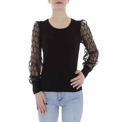 Ital-Design Spitzenbluse Damen Elegant (86164456) Spitze Top & Shirt in Schwarz