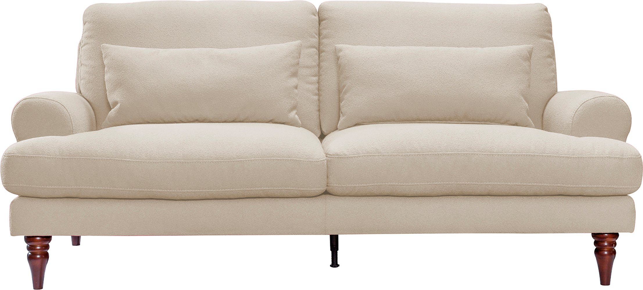 exxpo - sofa fashion 3-Sitzer, Holzfüßen Schaumstoffflocken-Füllung, Zierkissen inklusive mit und