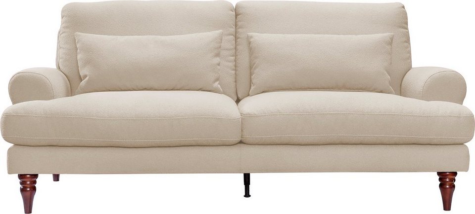 exxpo - sofa fashion 3-Sitzer, mit Schaumstoffflocken-Füllung, Holzfüßen  und inklusive Zierkissen