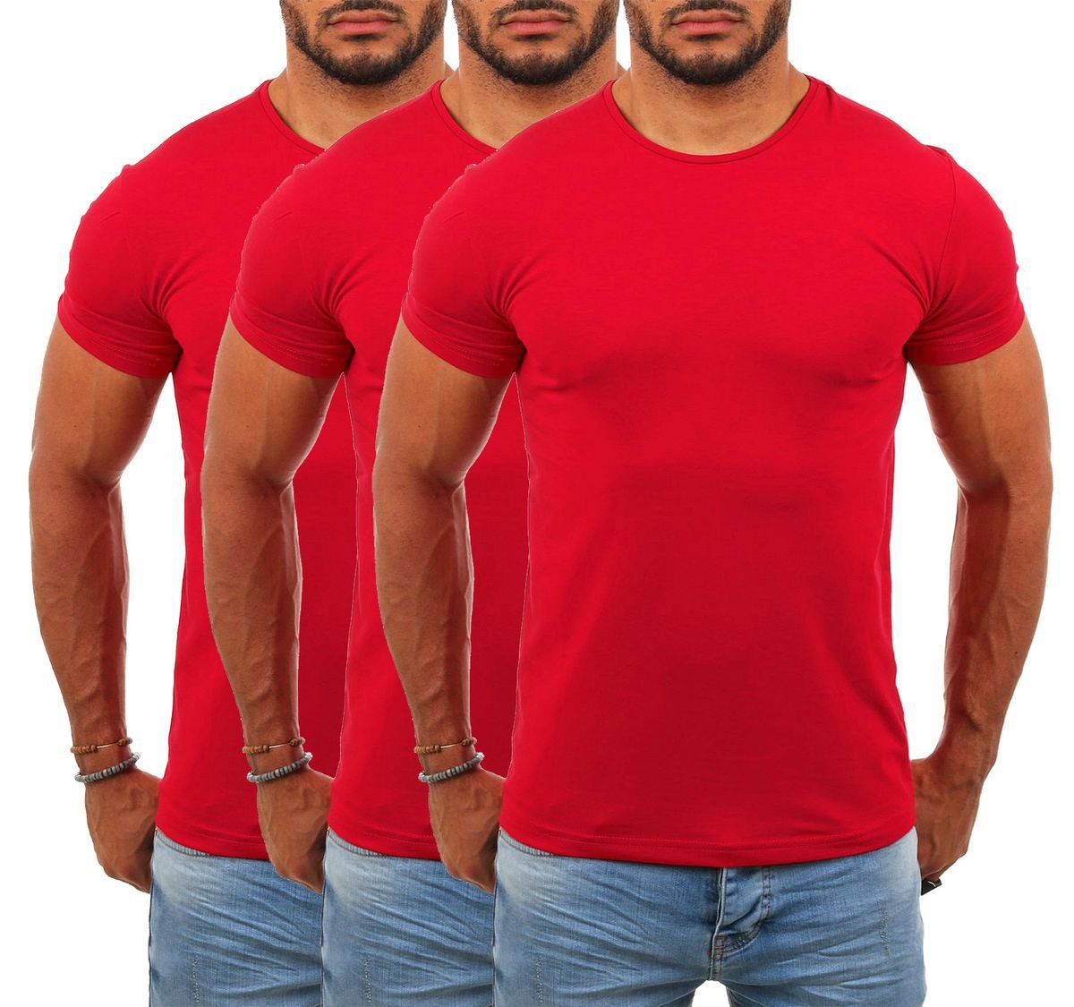 Young & Rich T-Shirt Herren Uni Basic rundhals Ausschnitt Unterziehshirt 1701 Rundhalsauschnitt unifarben kurzarm regular fit