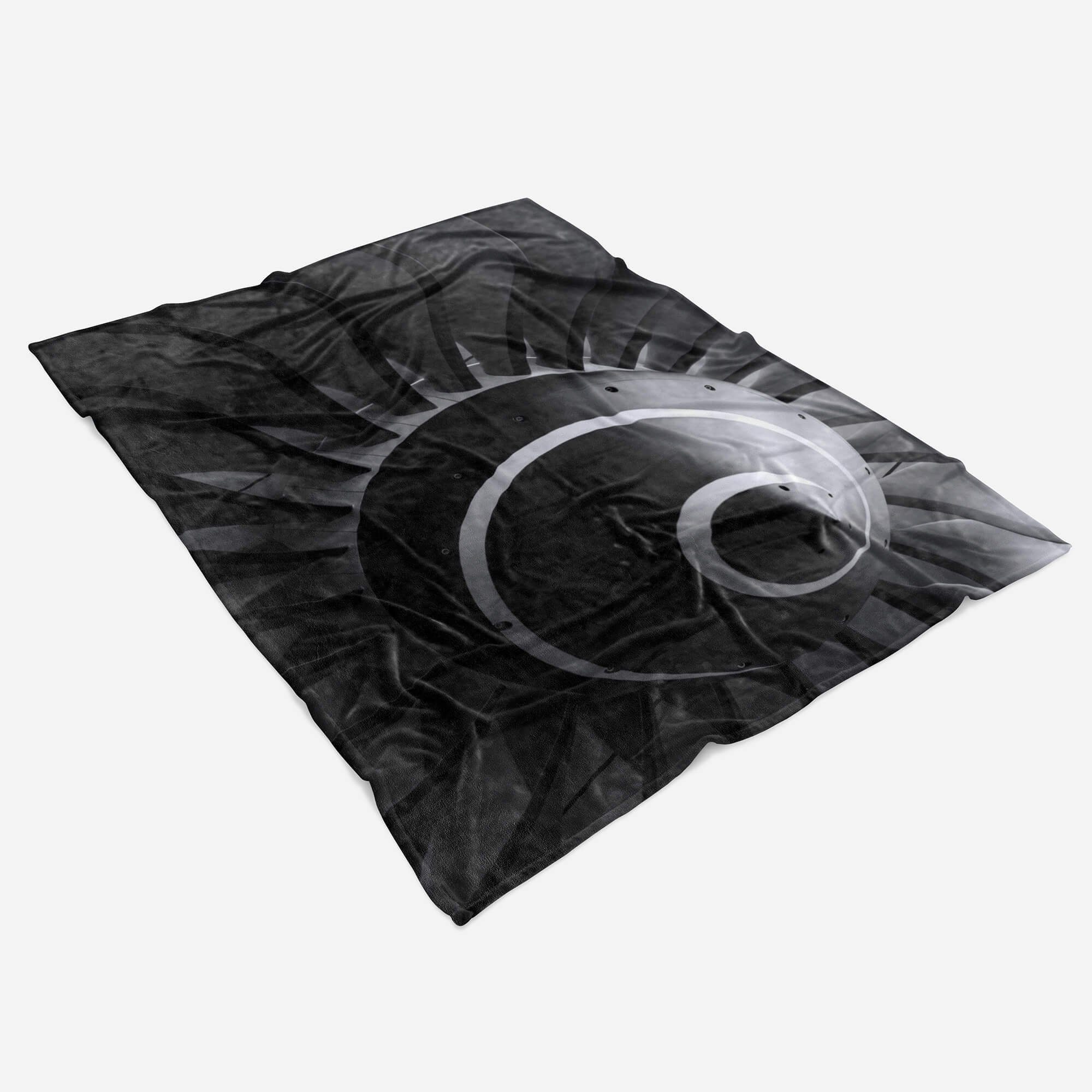 Sinus Art Handtücher Handtuch Turbi, Weiß Strandhandtuch mit Fotomotiv (1-St), Schwarz Kuscheldecke Baumwolle-Polyester-Mix Handtuch Saunatuch