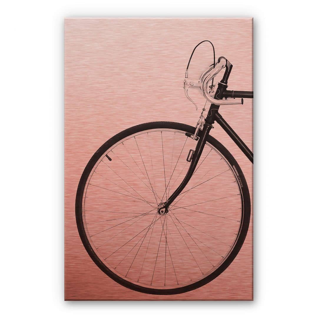 K&L Wall Art Gemälde Alu-Dibond Poster Retro Fahrrad Rennrad Fixie Kupfer  Metalloptik Fixie Bike Sisi&Seb, Wohnzimmer Bilder modern