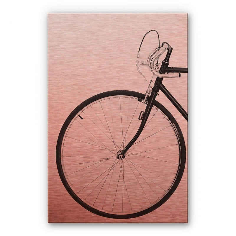 K&L Wall Art Gemälde Alu-Dibond Poster Retro Fahrrad Rennrad Fixie Kupfer Metalloptik Bike, Wohnzimmer Bilder modern