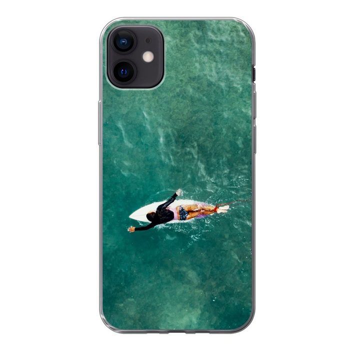 MuchoWow Handyhülle Surfer beim Paddeln Handyhülle Apple iPhone 12 Mini Smartphone-Bumper Print Handy