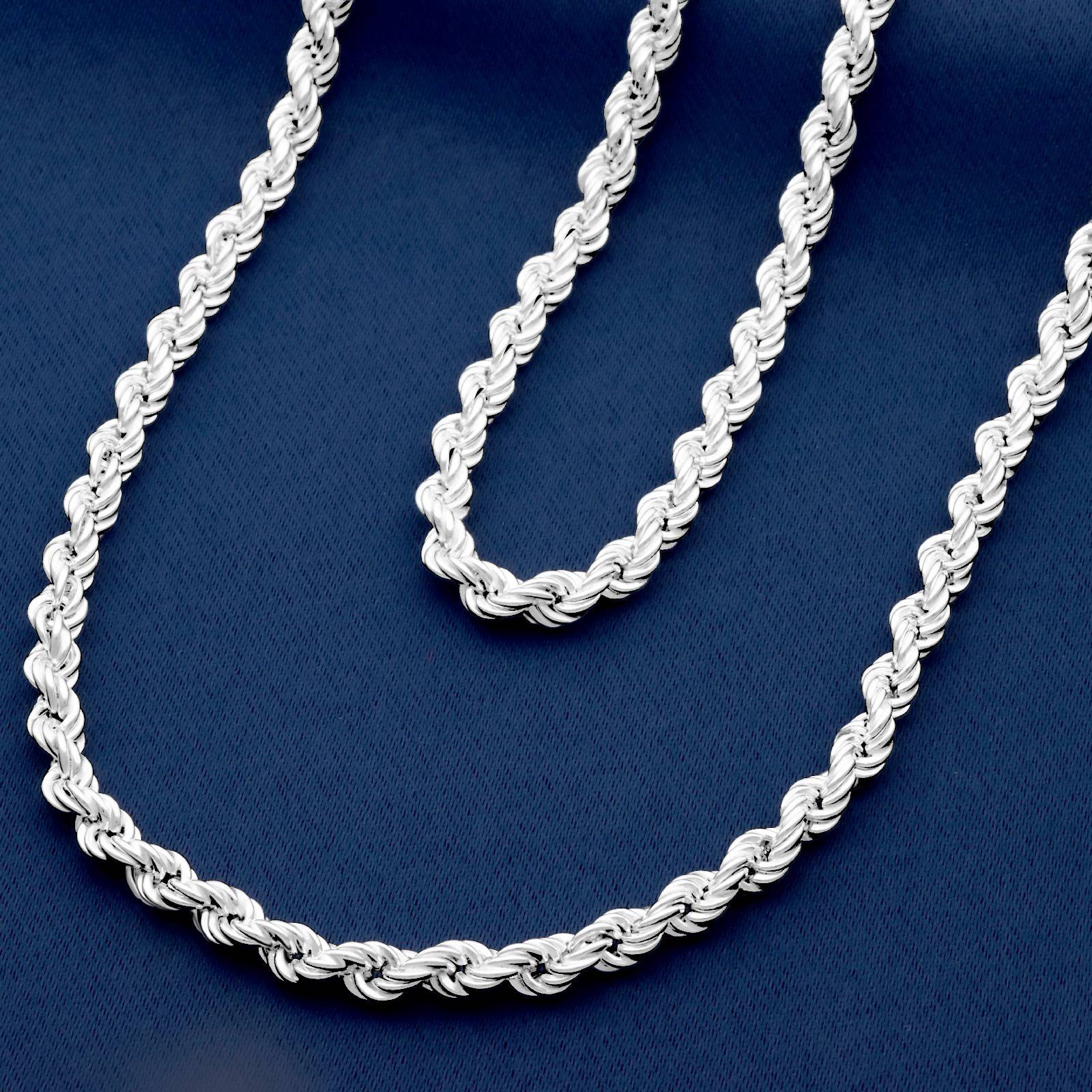 Tony Fein Silberkette Kordelkette 5mm Massiv 925er Sterling Silber Halskette, Made in Italy für Damen und Herren