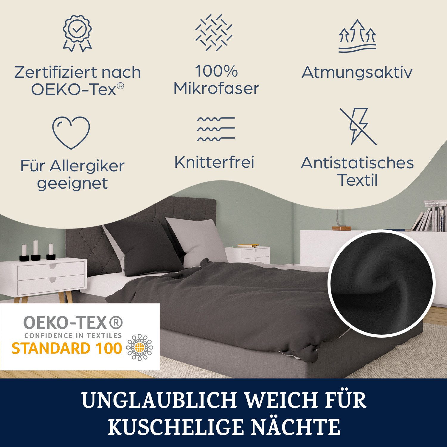 sleepwise Bettwäsche Soft Wonder-Edition Bettwäsche, Mikrofaser-Fleece, 2 teilig – Bild 4 von 5