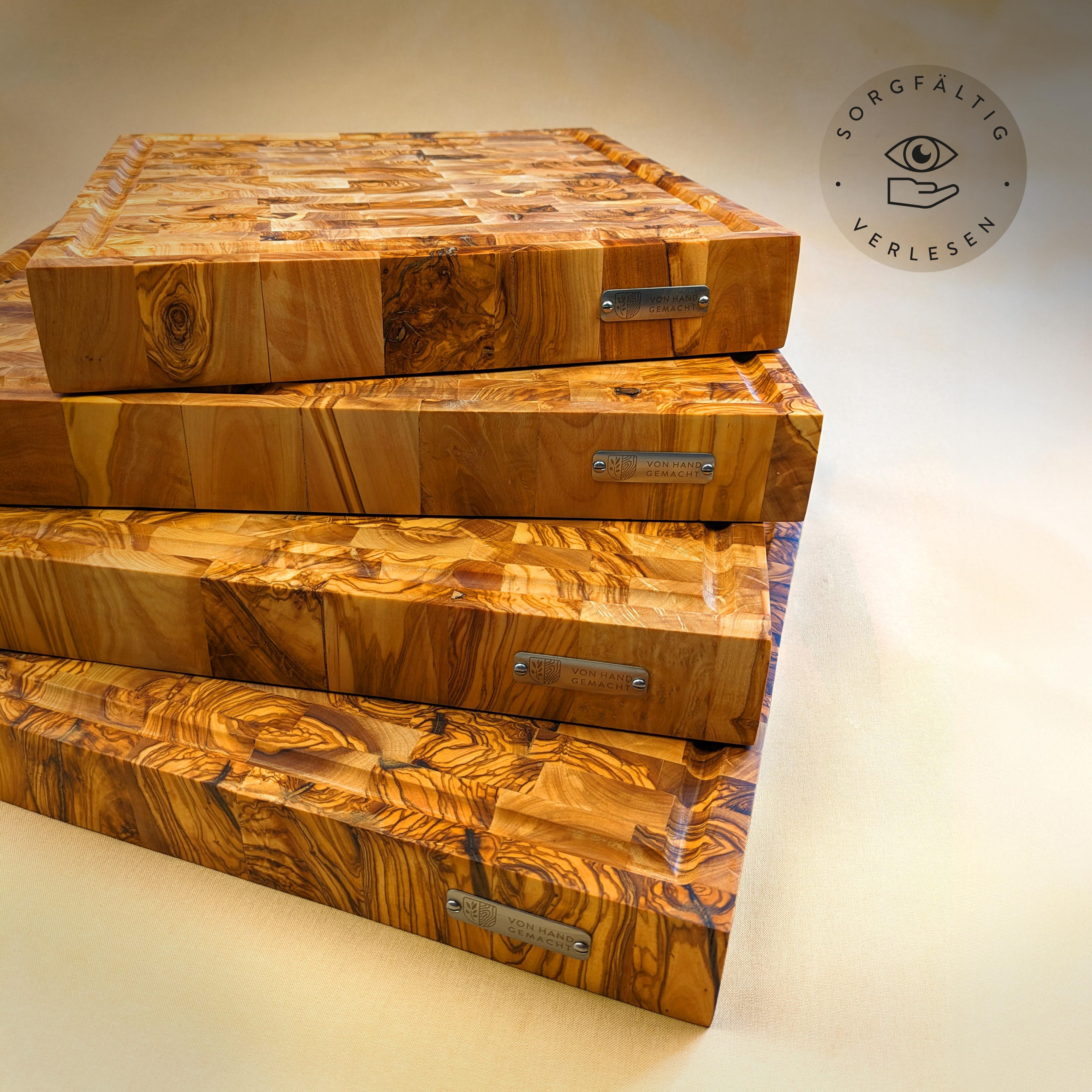 dasOlivenholzbrett Tranchierbrett Massives Olivenholz Mosaik Schneidebrett mit Saftrille, rechteckig, Olivenholz, (1-St)