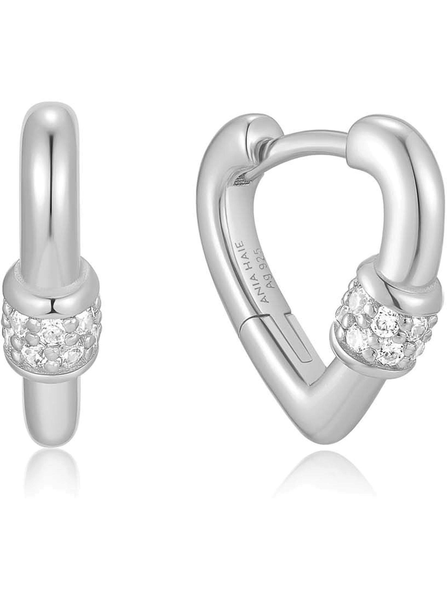 Ania Haie Paar Creolen Ania Haie Damen-Creolen 925er Silber Zirkonia Herz ( günstig online kaufen