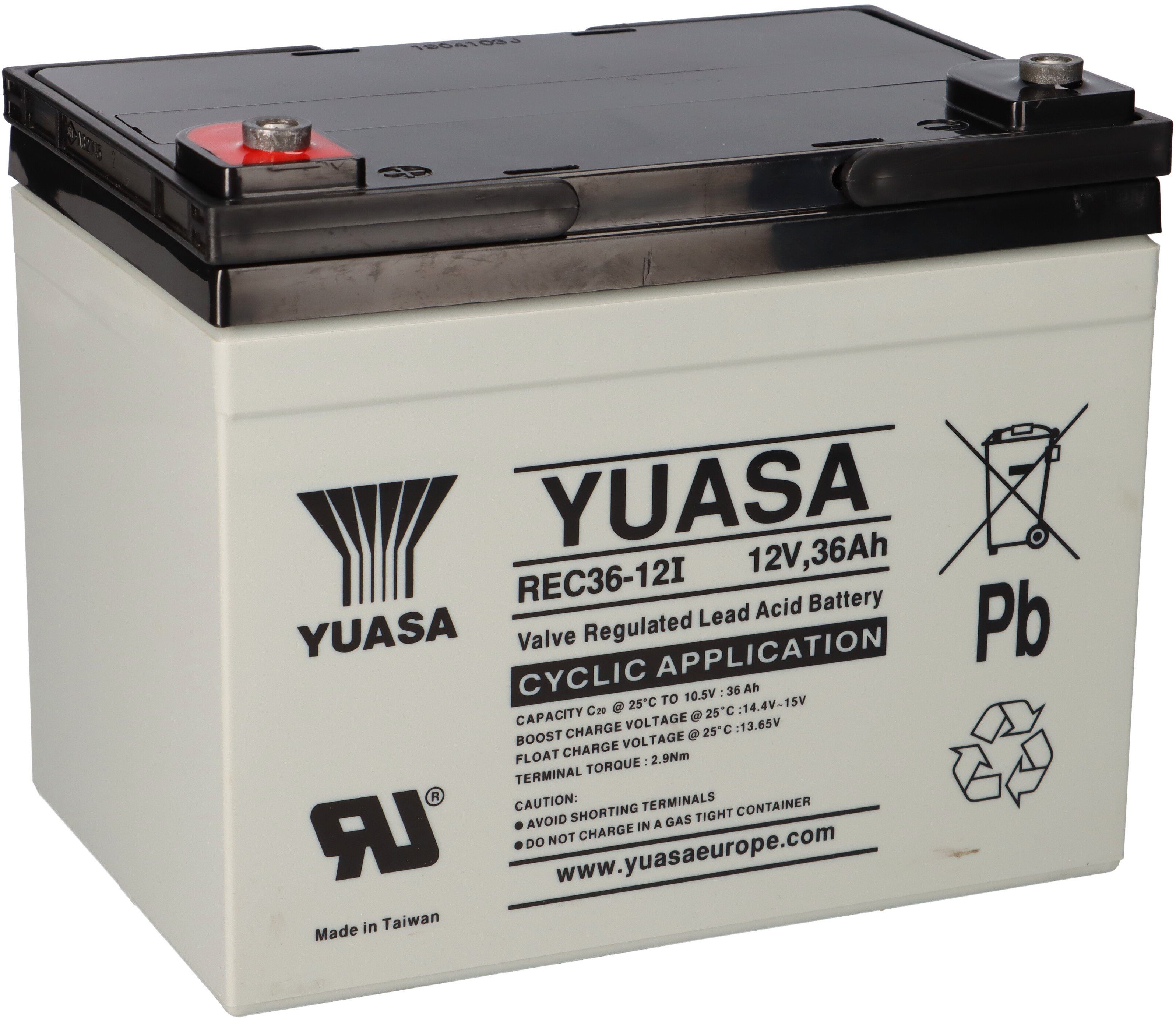 Yuasa Yuasa Blei-Akku REC36-12I Pb 12V / 36Ah Zyklenfest, M5 Innengewinde Bleiakkus