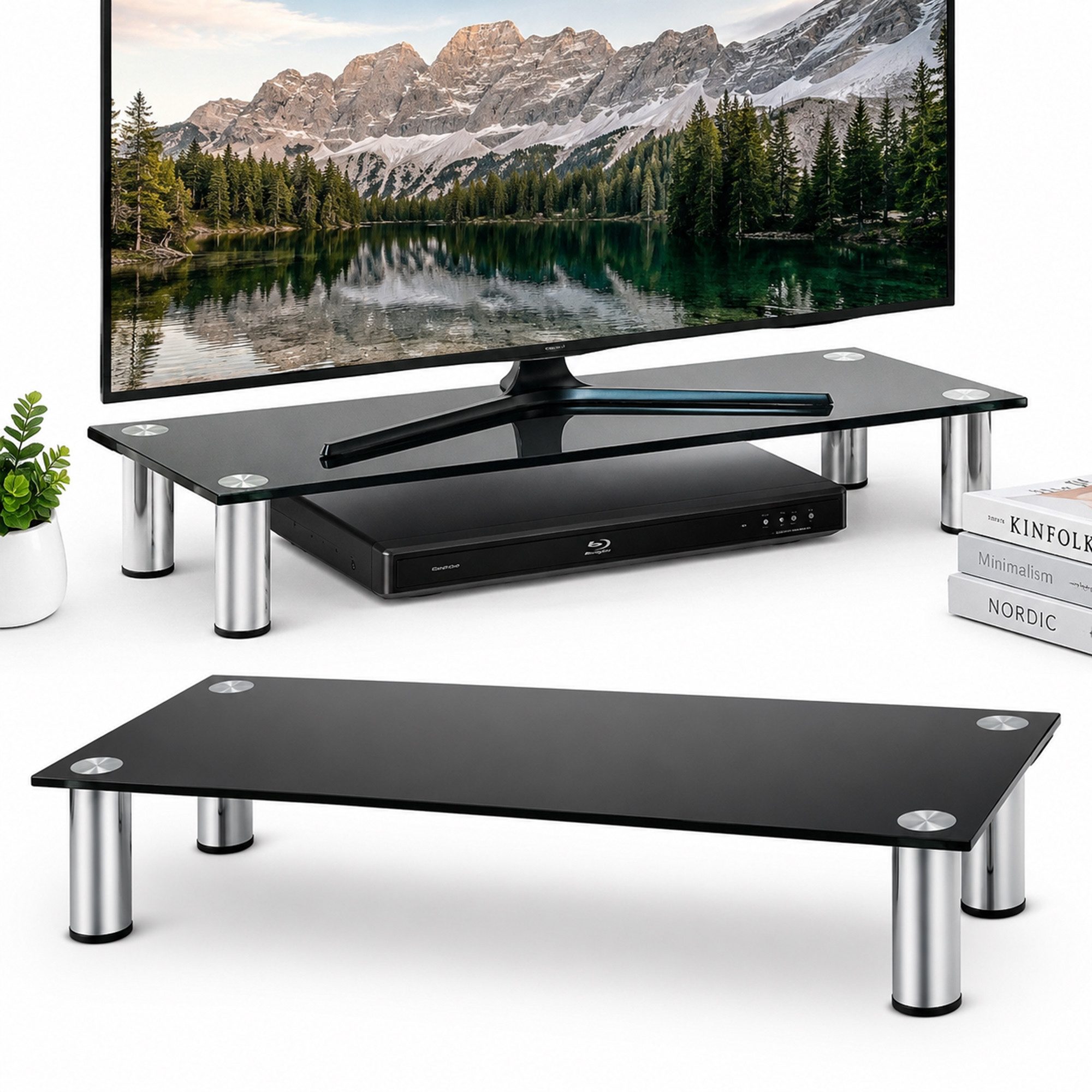 Mucola TV-Rack Monitorerhöhung Schreibtischaufsatz Monitorständer TV Glasaufsatz (Stück, Monitorerhöhung), Robust und stabil